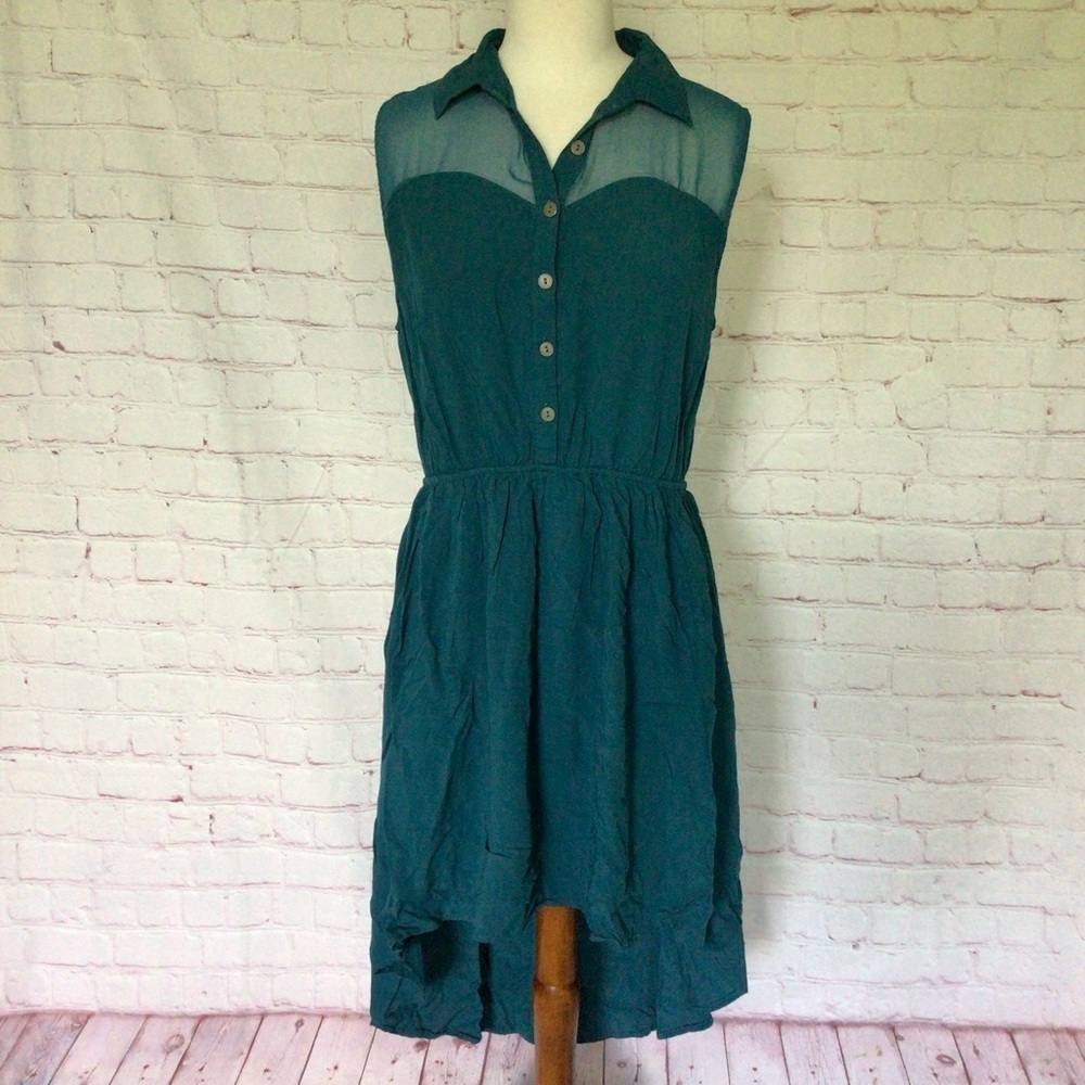 Mine Teal High Low Sleeveless Dress - Size Large